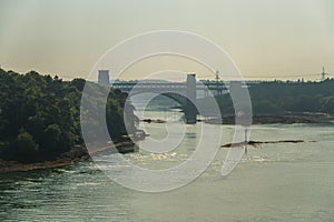 Britannia Bridge, connecting Snowdonia and Anglesey in Summer Ha